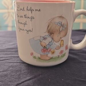 Cute Mug with Child and Flowers Design